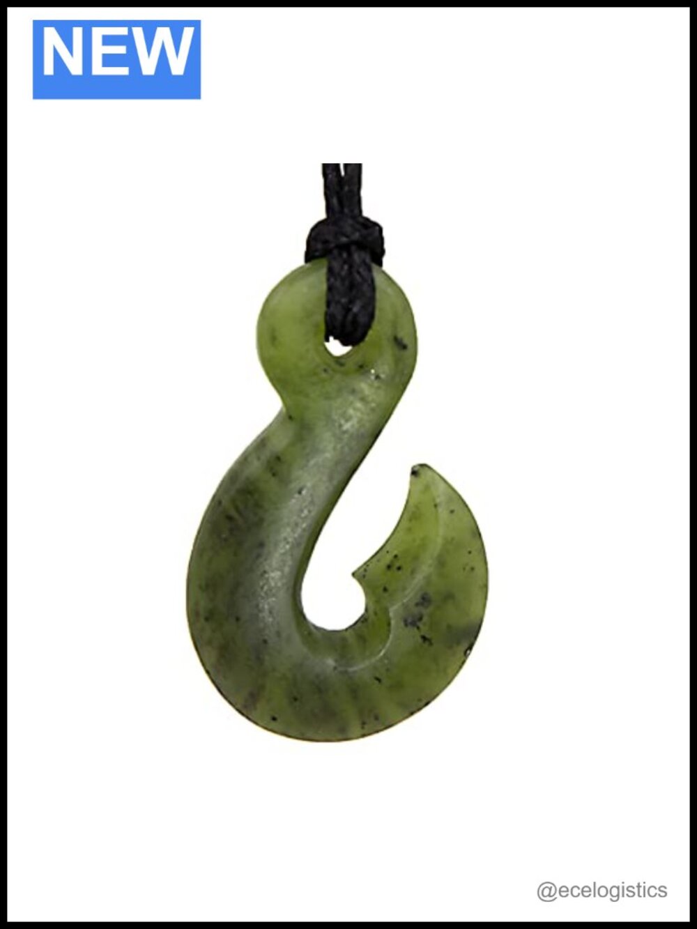 New Zealand Jade Hook Necklace, Pounamu Stone, Adjustable Cord
